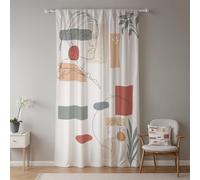 ggaimwf 42"x 63" Abstract Leaf Pencil Pleat Curtain Woman Face Boho Hand Drawn Geometric Pattern Light Filtering Room Dividers Linen Look Window Drapes for Bedroom Living Room,1-Single Panel