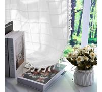 ggaimwf 42"x 63" Boho Striped Rod Pocket Curtain with Tassel White Plaid Bohemian Soft Polyester-Linen Farmhouse Semi Sheer Privacy Window Drapes for Living Room Bedroom Dining Room,1-Single Panel
