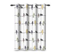 ggaimwf 42"x 63" Cartoon Animal Eyelet Curtain for Nursery Colorful Bird on Tree Branch Simple Drawing Thermal Grommet Blackout Window Drapes for Kids Bedroom Baby Playroom Room Divider,1-Single Panel