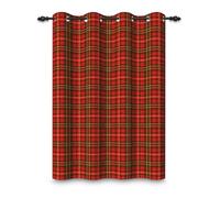 ggaimwf 42"x 63" Check Eyelet Curtain Red Black Yellow Tartan Modern Decorative Farmhouse Country Christmas Thermal Grommet Room Dividers Blackout Window Drapes for Bedroom Living Room,1-Single Panel