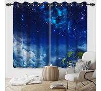 ggaimwf 42"x 63" Galaxy Eyelet Curtain for Kids Bedroom Space Nebula Starry Sky Cloud Thermal Grommet Room Dividers Blackout Window Drapes for Boys Girls Playroom Living Room,2 Panels