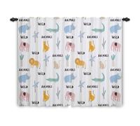 ggaimwf 46"x 54" Cartoon Safari Nursery Curtain for Kids Bedroom Cute Wild Animals Monkey Lion Rhino Light Filtering Room Dividers Window Drapes for Boys Girls Playroom Living Room,2 Panels