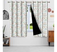 ggaimwf 46"x 54" Cartoon Safari Nursery Eyelet Curtain for Kids Bedroom Cute Animals Monkey Giraffe Rhino Thermal Grommet Blackout Window Drapes for Boys Girls Playroom Living Room,2 panels