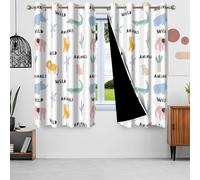 ggaimwf 46"x 54" Cartoon Safari Nursery Eyelet Curtain for Kids Bedroom Cute Wild Animals Monkey Lion Rhino Thermal Grommet Blackout Window Drapes for Boys Girls Playroom Living Room,2 panels