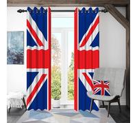 ggaimwf 46"x 54" Eyelet Curtain United Kingdom UK Flag Union Jack Nation Home Office Tier Thermal Grommet Room Dividers Blackout Window Drapes For Doorway Bedroom Living Room,2 Panels