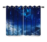 ggaimwf 46"x 72" Galaxy Eyelet Curtain for Kids Bedroom Space Nebula Starry Sky Cloud Thermal Grommet Room Dividers Blackout Window Drapes for Boys Girls Playroom Living Room,2 Panels
