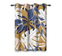 ggaimwf 52"x 84" Abstract Leaf Eyelet Curtain Tropical Plants Painting Pattern Insulated Thermal Grommet Blackout Window Drapes for Living Room Bedroom Dining Room Home Office,1 Single Panel