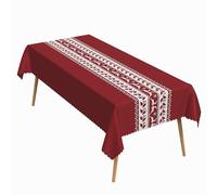 ggaimwf 52x70 Inch Christmas Theme Rectangle Tablecloth Reindeer Berries Nordic Xmas Knitting Table Cloth Washable Durable Table Cover for Kitchen Dining Banquet Ugly Christmas Sweater Party Decor