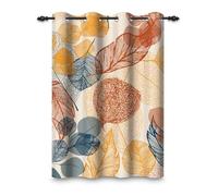 ggaimwf 53"x 96" Abstract Leaf Eyelet Curtain Colorful Leaves Hollowout Pattern Insulated Thermal Grommet Blackout Window Drapes for Living Room Bedroom Dining Room Home Office,1 Single Panel