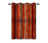 ggaimwf 53"x 96" Rustic Wooden Board Eyelet Curtain Retro Faded Red Brown Vertical Stripes Country Theme Thermal Grommet Room Dividers Blackout Window Drapes for Bedroom Living Room,1-Single Panel