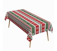 ggaimwf 60x102 Inch Merry Christmas Rectangle Tablecloth Reindeer Snowflakes Xmas Tree Stripes Table Cloth Washable Durable Table Cover for Kitchen Dining Banquet Ugly Christmas Sweater Party Decor