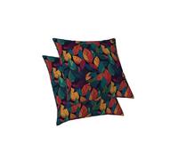 ggaimwf 60x60cm Leaf Pillow Cases 2 Pack Colorful Leaves Pattern Art Vintage Double Sided Square Sofa Bed Throw Cushion Covers Only for Home Bedroom Living Room Guest Room Office Hotel Decor