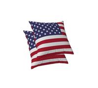 ggaimwf American Flag Cushion Cover USA Flag Cushions for Independence Day Linen Square Pillow Covers Home Decorative Throw Pillowcase with Invisible Zip Chair Bedroom Living Room 60x60cm Set of 2