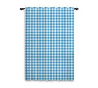 ggaimwf Blue Curtains for Bedroom Check Drape Curtains Gingham Plaid Vintage Window Treatment Country House Style Living Room Patio Hallway Room Divider Curtain Rod Pocket 117x229cm 1 Panel