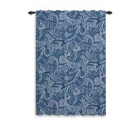 ggaimwf Blue Paisley Curtains Traditional Jacquard Curtains Art Print Bohemian Bedroom Curtains Pencil Pleat Farmhouse Style Curtains for Living Room Rod Pocket Window Drapes 107x160cm 1 Panel