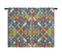 ggaimwf Boho Patchwork Curtain Moroccan Ethnic Bohemian Mandala Curtains Pencil Pleat Multicolor Window Decor Bedroom Dining Room Privacy Curtain Room Divider Rod Pocket 107x160cm 2 Panels