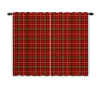 ggaimwf Check Curtains for Bedroom Red Tartan Modern Decorative Window Treatment Pencil Pleat Curtain Penal Winter Living Room Home Office Door Country Cottage Christmas Festive 135x245cm 2 Pack