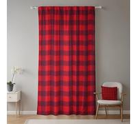 ggaimwf Check Red Curtains for Bedroom Tartan Modern Decorative Window Treatment Pencil Pleat Curtain Penal Winter Living Room Home Office Door Country Cottage Christmas Festive 107x160cm 1 Panel