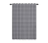 ggaimwf Checked Curtains Black and White Gingham Curtains for Living Room Farmhouse Classic Plaid Curtains Window Treatments Bedroom Nursery Internal Door Back Tab Curtain Drape 132x214cm 1 Panel