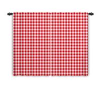 ggaimwf Checked Curtains Red and White Gingham Curtains for Living Room Farmhouse Classic Plaid Curtains Window Treatments Bedroom Nursery Internal Door Back Tab Curtain Drape 135x245cm 2 Panels