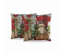 ggaimwf Christmas Pillow Covers 50x50cm Vintage Snowman Winter Cardinal Bird Snowflake Farmhouse Cushions Linen Look Cushion Decorative Bedroom Merry Xmas Living Room Couch Outdoor Set of 2