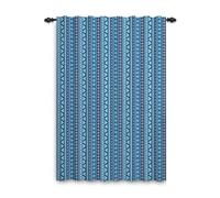ggaimwf Curtain Boho Style Bohemian Ethnic Curtains Rod Pocket Geometric Tribal Pattern Blue Window Curtain Decor for Bedroom Living Room Colorful Rustic Modern Curtains 107x160cm 1 Panel