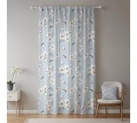 ggaimwf Curtain Flowers Nature Floral Blossom Bee Rustic Botanical Print Blue Window Treatment Rod Pocket Curtains for Bedroom Garden Country Cottage Curtains Tape Top 135x175cm 1 Panel