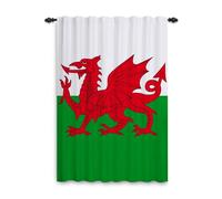 ggaimwf Curtains Drapes National Wales Flag Simple Patterned Window Curtains with Pencil Pleat Home Office Tier Curtains for Bedroom Living Room Privacy Curtain Room Divider 132x214cm 1 Panel