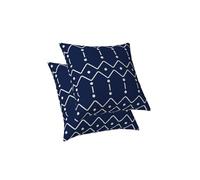 ggaimwf Dark Navy Blue Cushions Geometric Pillow Cases 2 Pack Geometric Pattern Abstract Pillow Covers Modern Cushions Covers for Sofa Living Room Home Decor Square Cushions 40x40cm