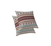 ggaimwf Ethnic Boho Cushion Covers Geometric Mandala Bohemian Decor Tribal Print Moroccan Cushions Double Sided Linen Look Handmade Throw Pillows Covers for Sofa Bed Living Room 40x40cm Set of 2
