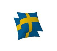 ggaimwf Flag Cushion Cover Sweden Flag Cushion Cases for Sofa Patriotic National Flag Pillow Covers Home Decorative Throw Pillowcase with Invisible Zip Chair Bedroom Living Room 50x50cm Set of 2