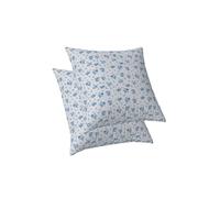 ggaimwf Floral Cushion Covers for Sofa Blue Rose Floral Pillowcases 2 Pack Rustic Old Style Rural Small Flower Linen Cushion Cases for Sofa Outdoor Garden Farmhouse Decor Square Pillows 50x50cm