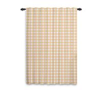 ggaimwf Gingham Curtains Bedroom Plaid Checkered Textured Orange Curtains for Living Room Window Treatment Farmhouse Rustic Pencil Pleat Curtains Privacy Room Divider Rod Pocket 132x214cm 1 Panel