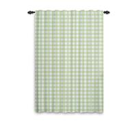 ggaimwf Gingham Curtains Plaid Checkered Textured Green,46"x 69" 1 Panel | Geometric Pattern,Farmhouse Rustic Style,Rod Pocket Window Treatments,Curtains for Living Room Bedroom Nursery Home Office