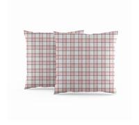 ggaimwf Gingham Cushion Covers Pink Checked Continental Square Pillow Case Linen Classic Retro Decor for Sofa Room Patio Rust Farmhouse Plaid Throw Pillow Covers Double Sided 46x46cm Set of 2