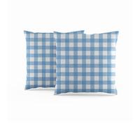 ggaimwf Gingham Pillow Cases 2 Pack 40x40cm Blue Checked Pastel Farmhouse Decorative Cushions Covers Square Throw Pillow Covers for Sofa Couch Living Room Bedroom Home Decor Scatter Cushion Case