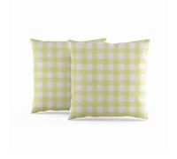 ggaimwf Gingham Pillow Cases 2 Pack 40x40cm Yellow Checked Pastel Farmhouse Decorative Cushions Covers Square Throw Pillow Covers for Sofa Couch Living Room Bedroom Home Decor Scatter Cushion Case