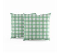 ggaimwf Gingham Pillow Cases 2 Pack 45x45cm Farmhouse Decorative Cushions Covers Pastel Checked Green Square Throw Pillow Covers for Sofa Couch Living Room Bedroom Home Decor Scatter Cushion Case