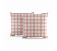 ggaimwf Gingham Pillow Cases 2 Pack 50x50cm Pink Checked Pastel Farmhouse Cushions Covers Square Throw Pillow Covers for Girls Sofa Couch Living Room Bedroom Home Decor Scatter Cushion Case