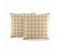 ggaimwf Gingham Pillow Cases 2 Pack 60x60cm Orange Checked Pastel Farmhouse Cushions Covers Square Throw Pillow Covers for Girls Sofa Couch Living Room Bedroom Home Decor Scatter Cushion Case
