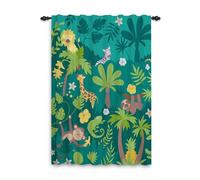 ggaimwf Jungle Safari Curtains Pencil Pleat Animals Forest Tropical Colorful Cartoon Zoo Window Curtain for Children Bedroom Nursery Playroom Door Curtain Inside Back Tab 117x175cm 1 Panel