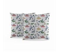 ggaimwf Kids Cushion Covers Ancient World Dinosaur Jurassic Linen Look Square Pillowcases for Children's Room Playroom Nursery Sofa Bed Double Sided Cushion Covers 40x40cm Set of 2