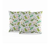 ggaimwf Kids Cushion Covers Dinosaur Green Cartoon Linen Square Pillowcases for Children's Room Playroom Nursery Sofa Bed Double Sided Cushion Covers 45x45cm Set of 2