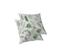 ggaimwf Leaf Pillow Cases Green Plant Tropical Leaves Cushion Covers Jungle Throw Pillow Covers Double Sided for Sofa Living Room Outdoor Garden Cushion Covers 40x40cm Set of 2