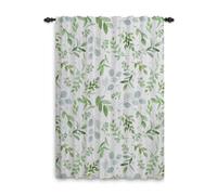 ggaimwf Leaf Print Curtains - Botanical Leaves Pattern Drapes, Vintage Country Green Watercolor Farmhouse, Pencil Pleat for Kitchen, Living Room, Balcony, Patio Door - 117x175cm 1 Panel