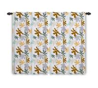 ggaimwf Maple Leaf Curtains Maple Orange Autumn Patterned Curtain Pencil Pleat for Bedroom Rural Farmhouse Country House Style Window Panels Doorway Tier Curtains Back Tab 107x160cm 2 Panels