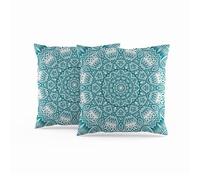 ggaimwf Moroccan Cushion Covers 40x40cm Turquoise Ethnic Boho Cushions Indian Style Abstract Mandala Arabesque Meditation Hippie Modern Throw Pillow Cover for Sofa Living Room Bed Pillowcase Set of 2