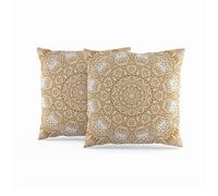 ggaimwf Moroccan Cushion Covers 40x40cm Yellow Ethnic Boho Cushions Indian Style Abstract Mandala Arabesque Meditation Hippie Modern Throw Pillow Cover for Sofa Living Room Bed Pillowcase Set of 2