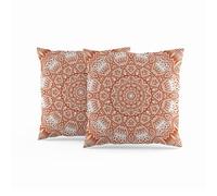 ggaimwf Moroccan Cushion Covers 60x60cm Burnt Orange Ethnic Boho Cushions Indian Style Abstract Mandala Arabesque Meditation Hippie Modern Throw Pillow Cover for Sofa Living Room Pillowcase Set of 2
