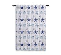 ggaimwf Nautical Curtains Window Starfish Seashell Vintage Marine Life Underwater Curtain Drapes for Living Room Bedroom Doorway Privacy Interior Room Divider Curtain Back Tab 107x215cm 1 Panel